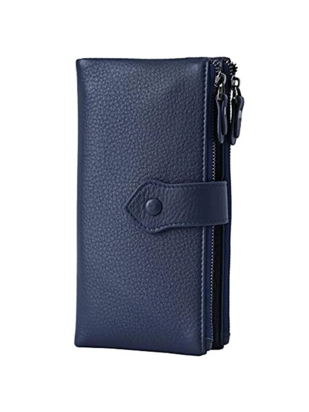 Womens Genuine Leather Wallet RFID Blocking 17 Card Slot Double Zip Phone Clutch